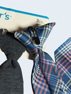 2 Carter’s Ties!! Blue Plaid & Dark Blue Jean Ties